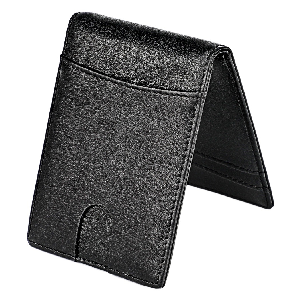 Popular americano oro clip hombres cartera nuevo patrón de fibra de carbono antirrobo cepillo cartera corto RFID cartera titular de la tarjeta