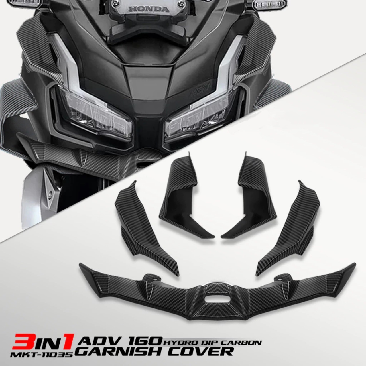 适用ADV160 22-25 改装车头前嘴定风翼 侧板导流罩进汽侧风翼