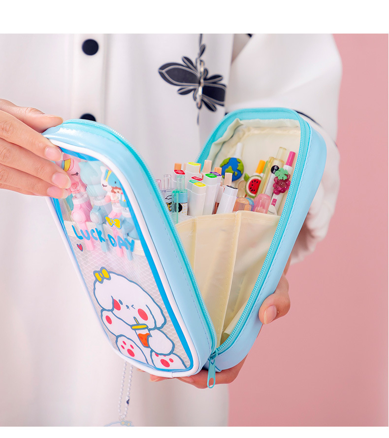 Rabbit Pu Class Learning School Cute Pencil Case display picture 7