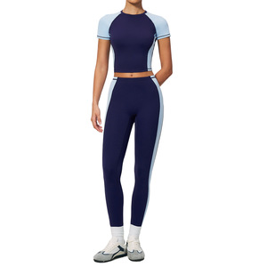 AYM041318 Naked Feel Yoga Set Round Neck Short Sleeve High-Waist Long Pants High-Elastic Aoyema wholesale
