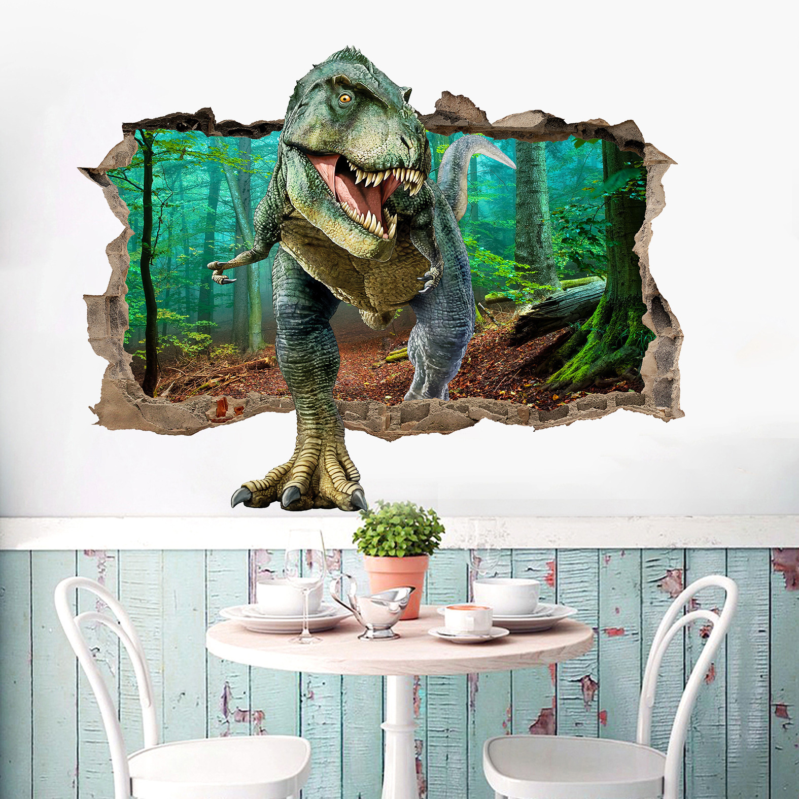 New Creative 3D Wall-breaking Dinosaur Wall For Bedroom, Living Children's Room, Self-adhesive Removable Home Decor_voghion.com