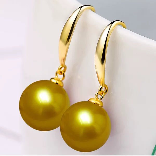 Taimizhi Jewelry E-Commerce Hot-Selling Luxury Gold-Color Shell Pearl Earrings for Women, Deep Purple and White Imitation Pearl Earrings