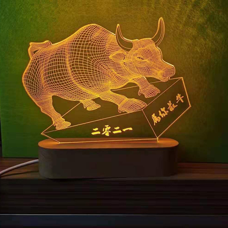 工厂批发2021牛年亚克力台历架  木质烤漆年历架 礼品日历展示架