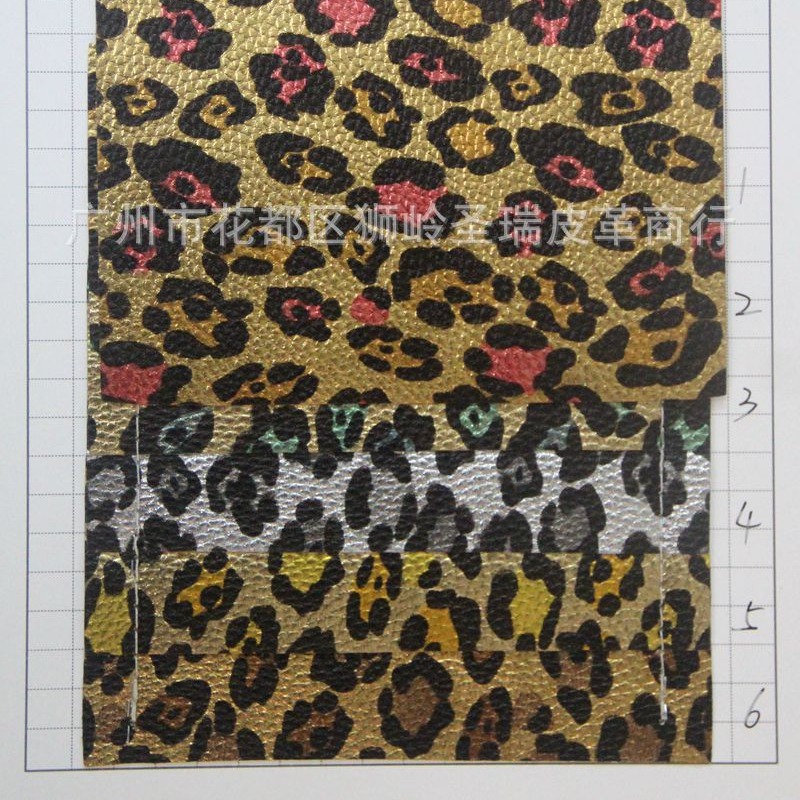 PVC人造革 金属花豹纹箱包手袋皮革金属豹纹面料SR-51162
