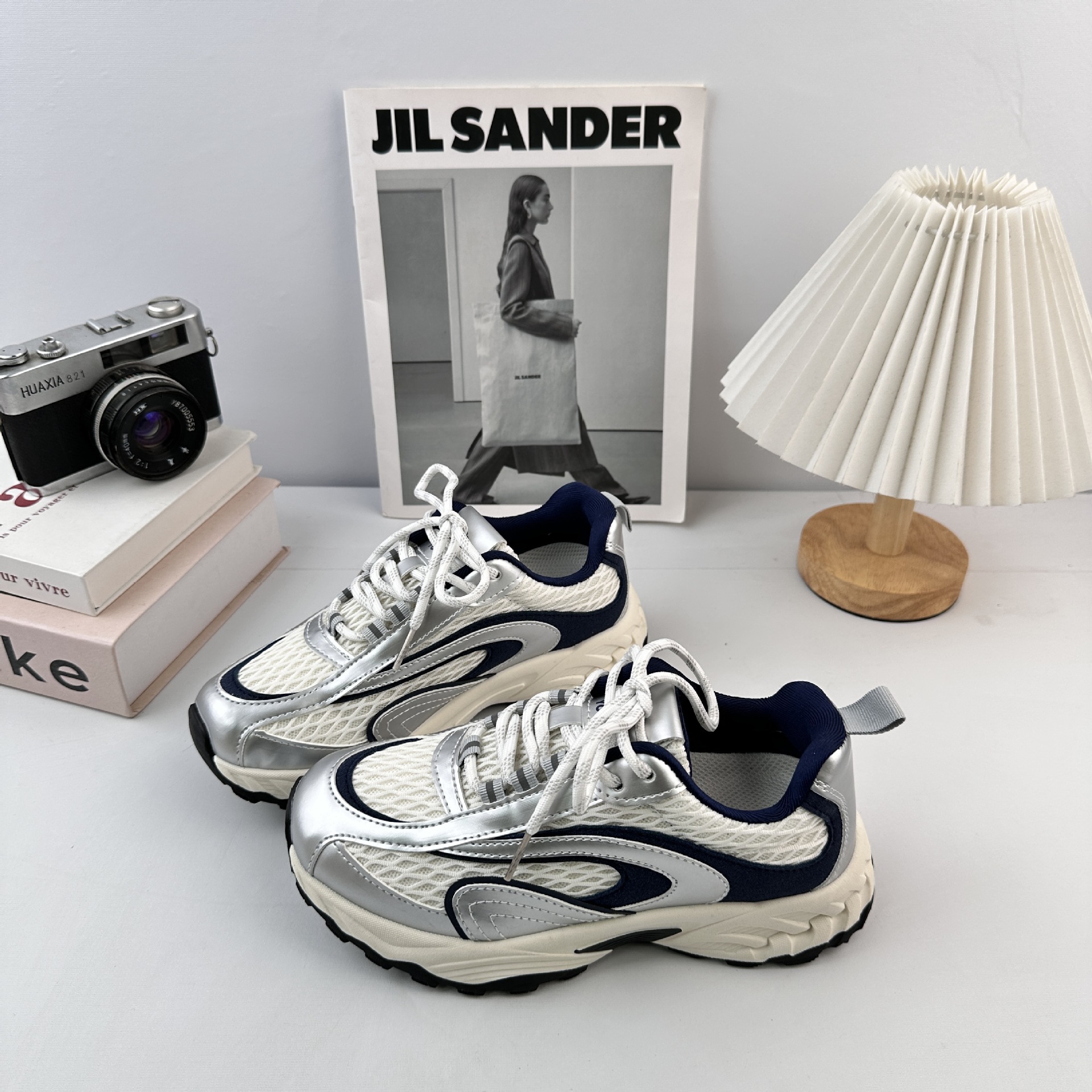 YUANBO zapatos de papá con suela gruesa zapatos blancos de mujer 2025 nuevos zapatos deportivos de malla transpirable de otoño