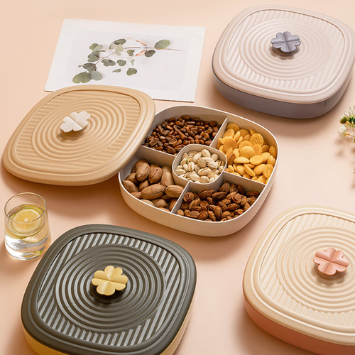 Fruit plate for living room, high-looking fruit plate, creative snack box, fruit nut candy plate storage box, divided dried fruit box