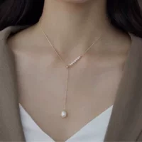 Ожерелье из натурального жемчуга, Женская легкая Роскошная нишевая цепочка для воротника, 2021, новый стиль, шерстяная цепочка, аксессуары, цепочка для ожерелья, Длинная регулируемая