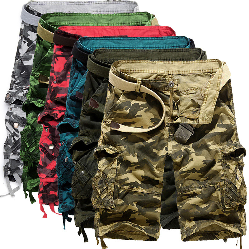 Amazon wholesale foreign trade camouflage shorts 5 pants multi-pocket plus size loose shorts beach pants 956