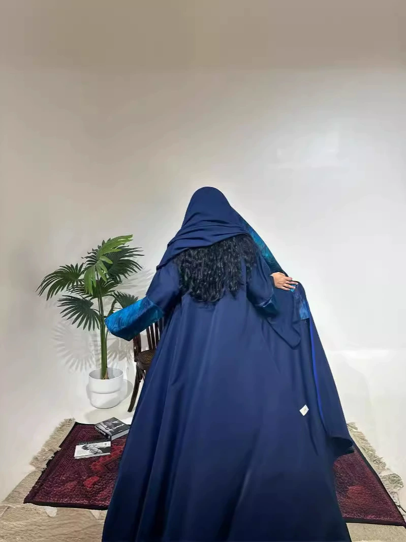 DS24036 Fashion Middle East Muslim 2024 весна-лето новый стиль вставной рукав дышащий халат с платком-головным убором