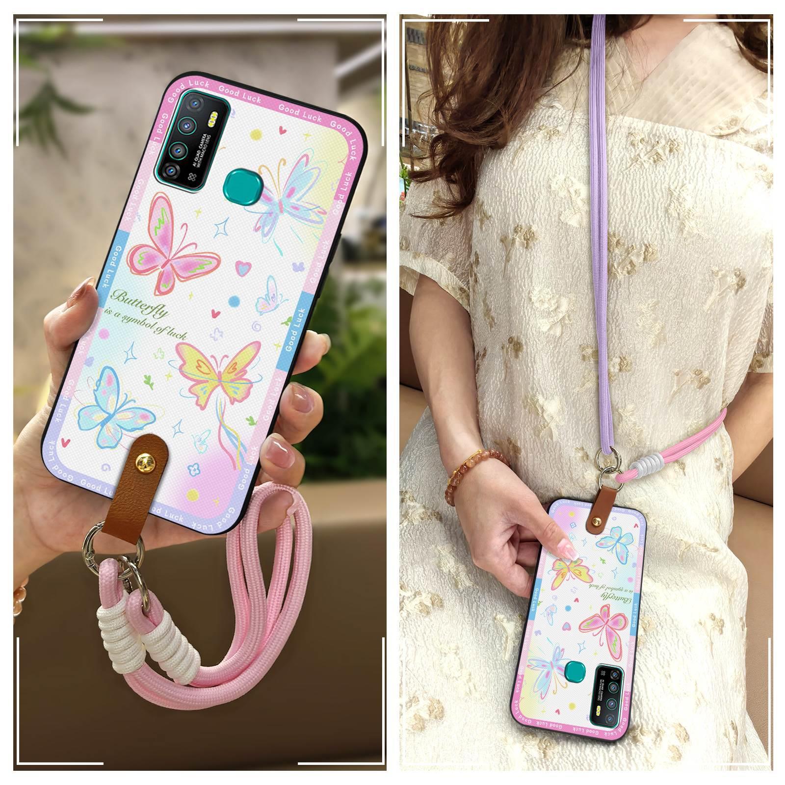 适用infinix手机壳Q版新款手提散热全包边防尘女款挂绳斜跨情侣