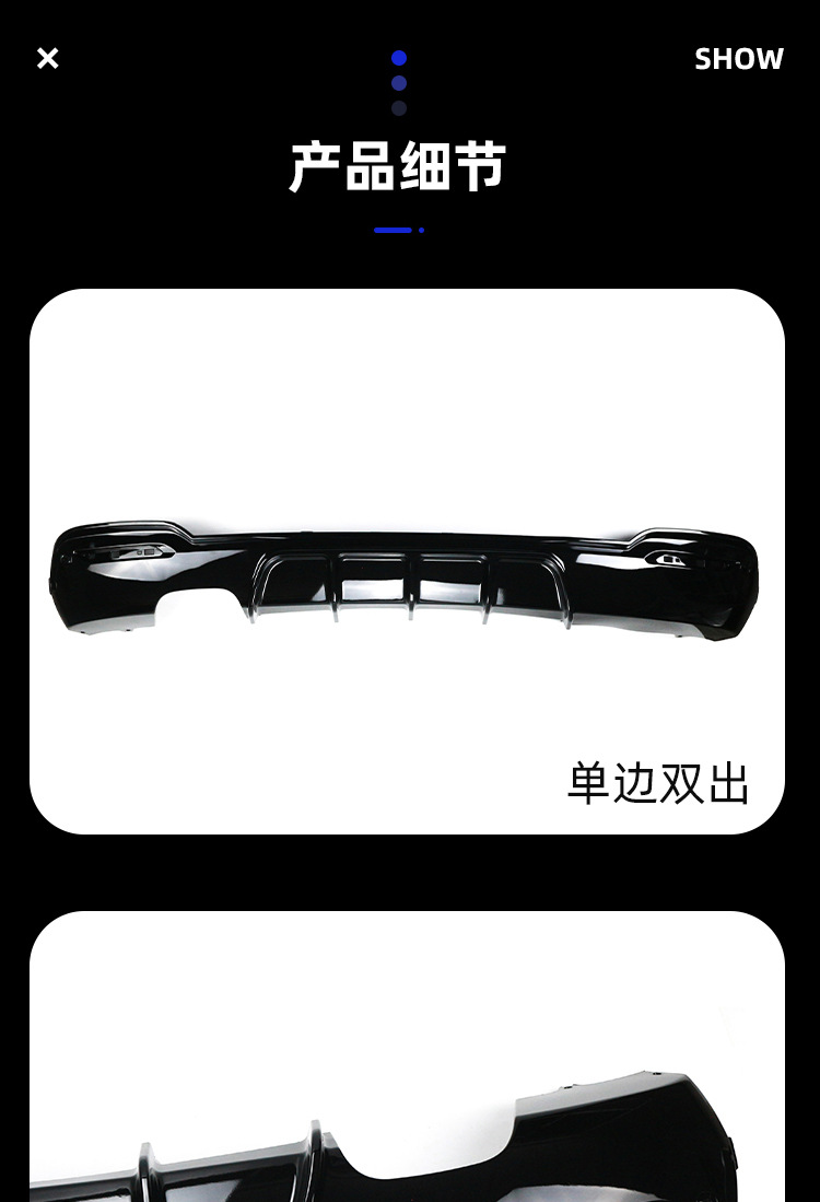 Suitable for BMW 3GT rear lip F34 modified single-sided double-out bright black MP rear lip carbon pattern four-out rear spoiler