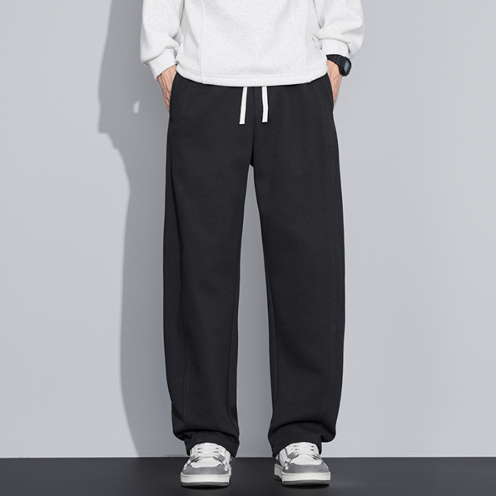 2025 nuevos pantalones de cintura elásticos de cuerda de tracción para hombres de otoño retro americano pantalones casuales sueltos pantalones rectos image 7