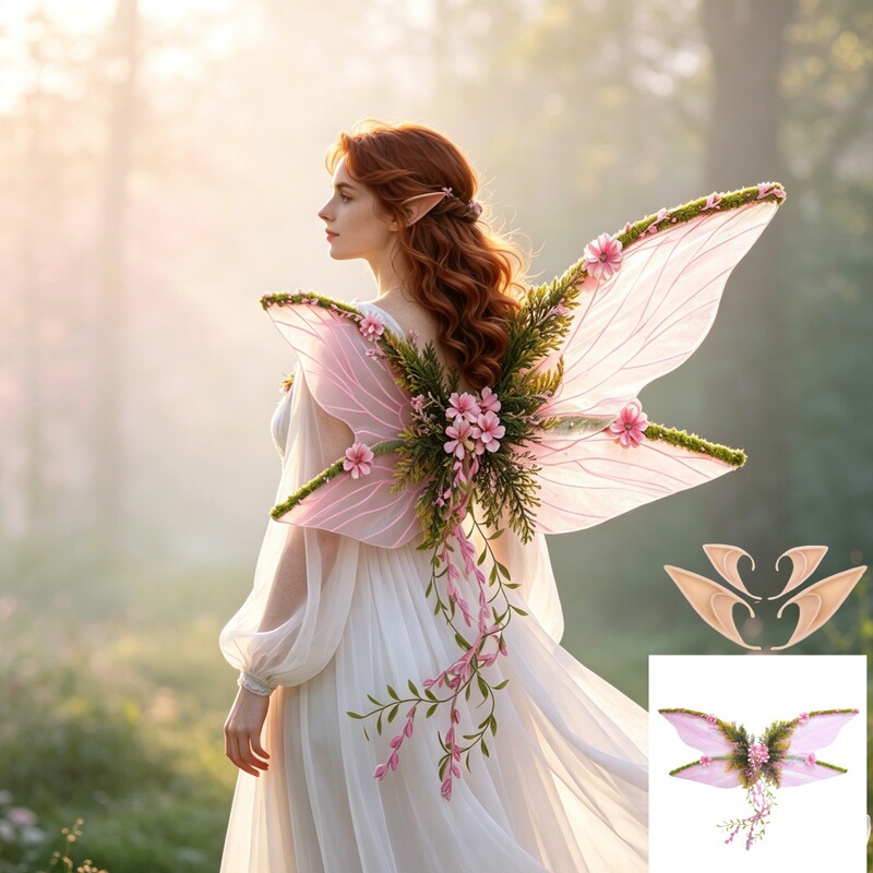 Simulated butterfly wings, fairy decoration, floral mesh, fairy props, party performance costume accessories