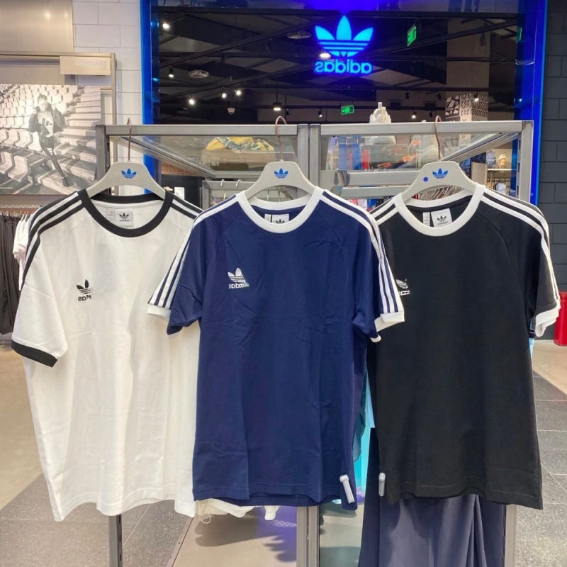 Clover Short-Sleeved Embroidered Top Summer New Style Three-Stripe Couple Sports Casual Round Neck Breathable T-Shirt for Men and Women