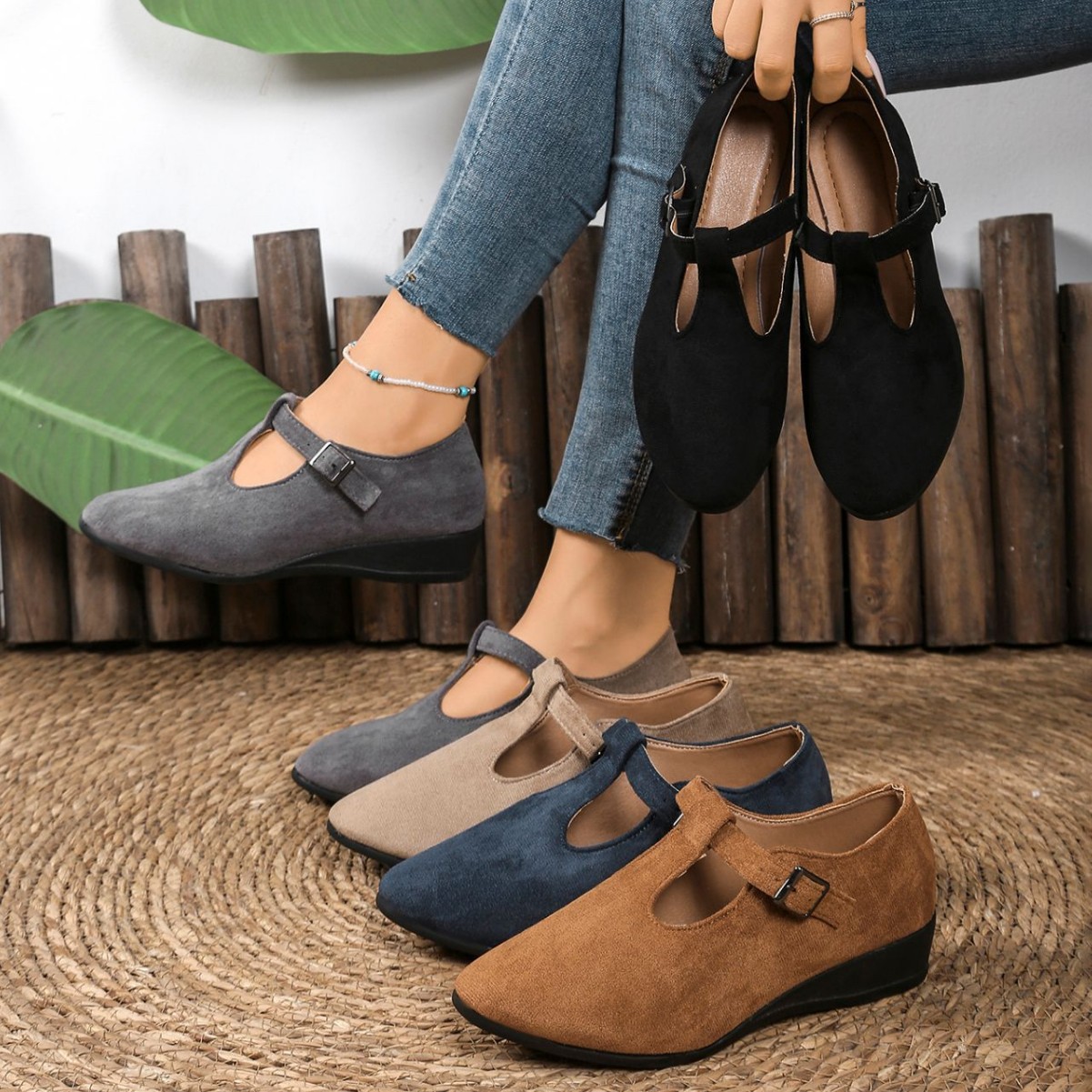 Plus-Size Stylish Pointed-Toe Leather Shoes for Women, 2025 Autumn New Soft Leather Low-Heel Single Shoes, Fairy-Style Mary Jane Shoes