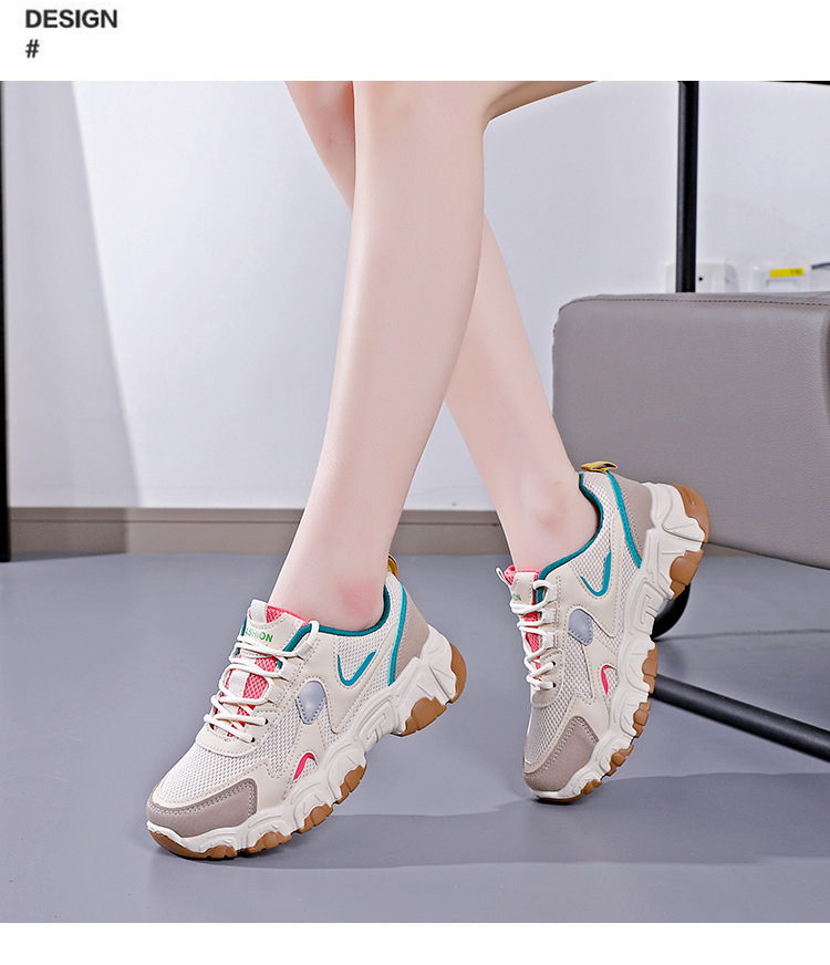 Spring new women's sports shoes, fashionable, breathable, lightweight, non-slip, wear-resistant, casual sports shoes, flat shoes_voghion.com