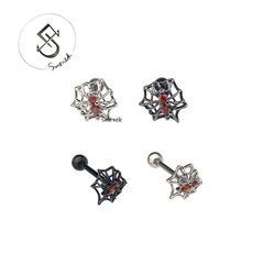 SMTNEK Copper Spiderweb Tongue Nail, Lip Stud, Ear Piercing—Niche Cartoon Design in Titanium Steel