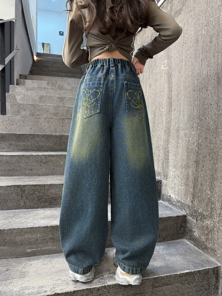 Spot 25008 Retro Pearl Jeans New Children's Miscellaneous European And American Jeans_voghion.com