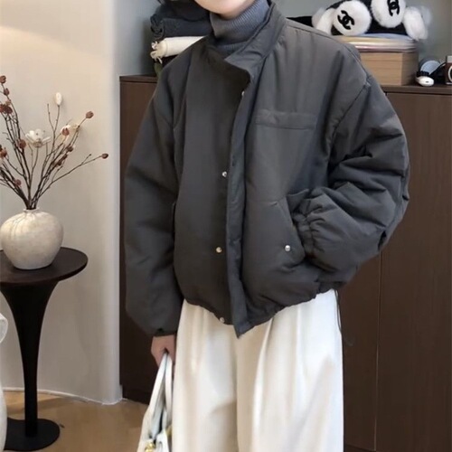 2026 Winter Internet-Famous New Fashionable Thin Cotton Jacket Short Coat Women's Korean-Style All-Match Stand-Neck Loose Cotton Padded Jacket