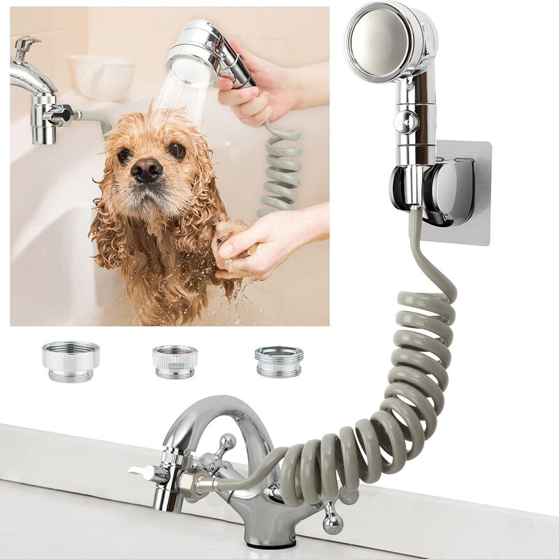 Faucet Sprayer Attachment Pet Washing and Showering Set with Water-Saving Stop Function Faucet Sprayer Attachment Pet Washing and Showering Set with Water-Saving Stop Function
