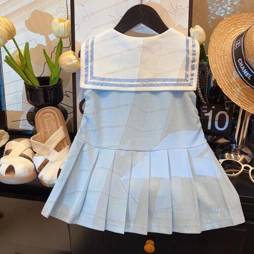2025 summer new girl navy collar sweet college style bow vest pleated skirt