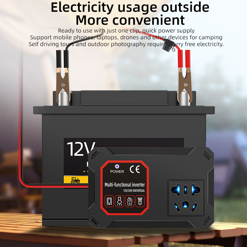 Inversor de batería de coche 12V24V motocicleta a 220V multifunción coche cargador de teléfono móvil enchufe adaptador image 4
