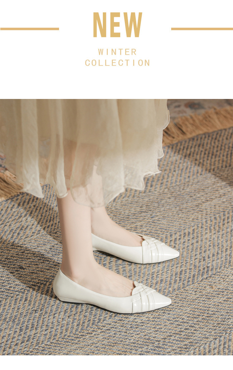 Giày cao gót nữ mũi nhọn gót wedge kiểu Pháp, gót thấp, miệng nông — màu đen chi tiết 2