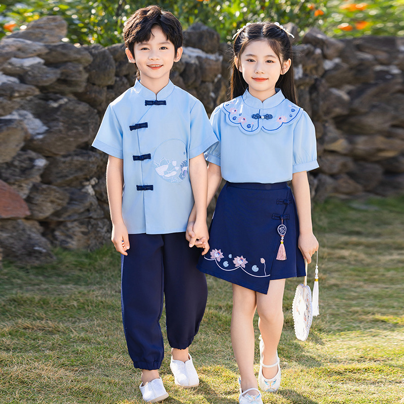 小學生班服民族風馬面裙漢服幼兒園園服夏裝畢業拍照兒童校服表演