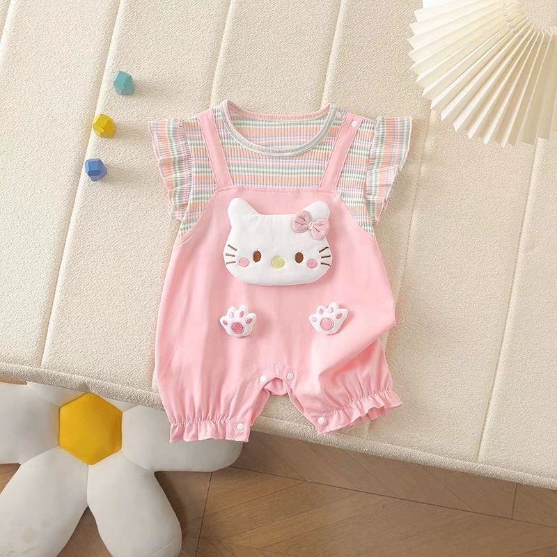 Summer children's thin bodysuit, set, rabbit for new born, kitten