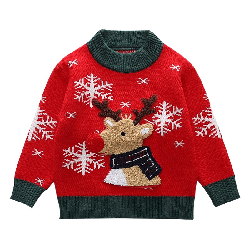 Suéter DE LOS NIÑOS 2023 Otoño e Invierno Nuevo suéter de Navidad para niñas Estilo coreano niños ELK camisa de manga larga moda
