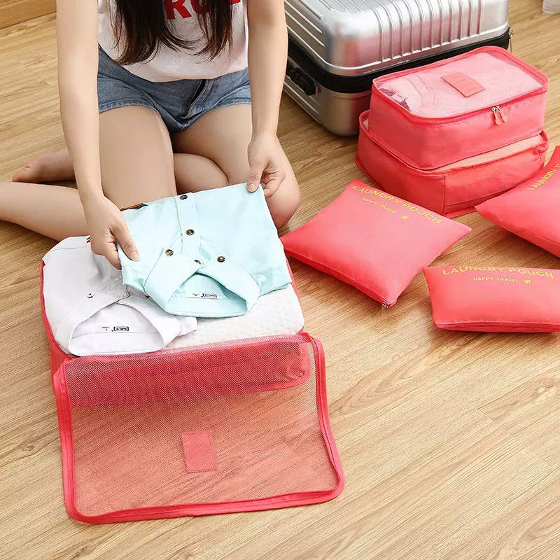 韩版新款旅行收纳袋六件套批发 大容量行李衣物储存袋防水整理包