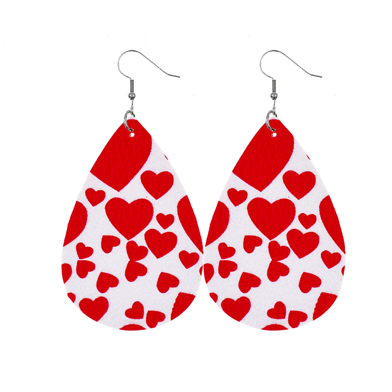 1 Pair Elegant Cartoon Style Vacation Letter Water Droplets Heart Shape Pu Leather Drop Earrings display picture 23