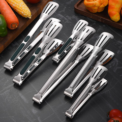 304 stainless steel three-line clip with rubber handle, Korean-style food clip, bread clip, buffet barbecue meat clip