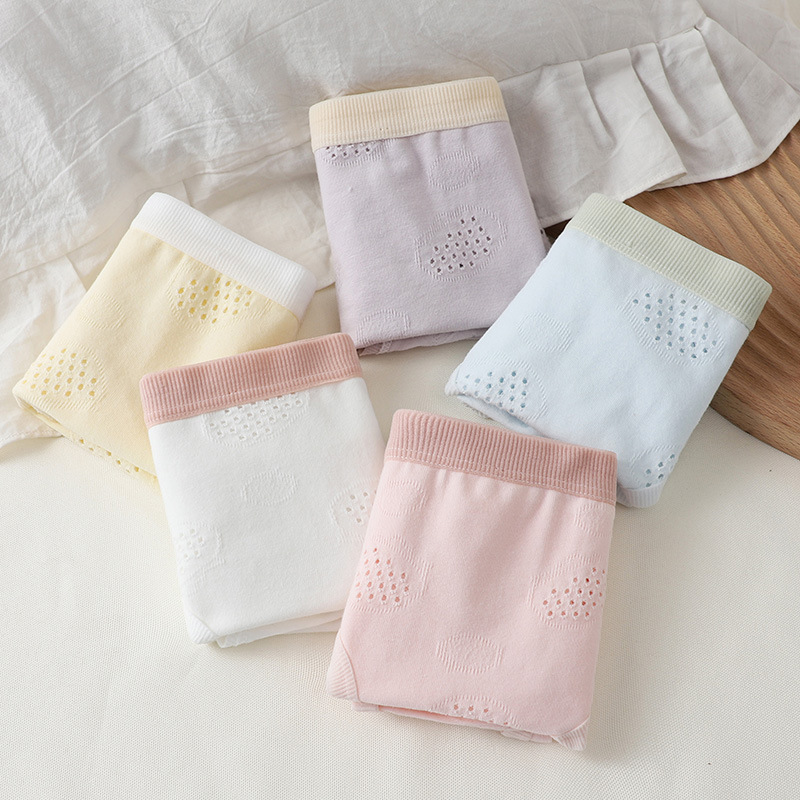 Japanese-Style Sweet Pure Cotton Crotch Panties for Women, Pure Desire Girl Mid-Waist Cute Student Polka Dot Breathable Wholesale Briefs