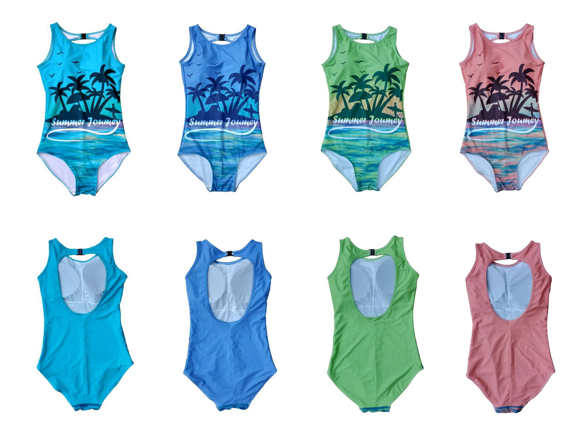 泳衣A01椰岛款 4色 正反面