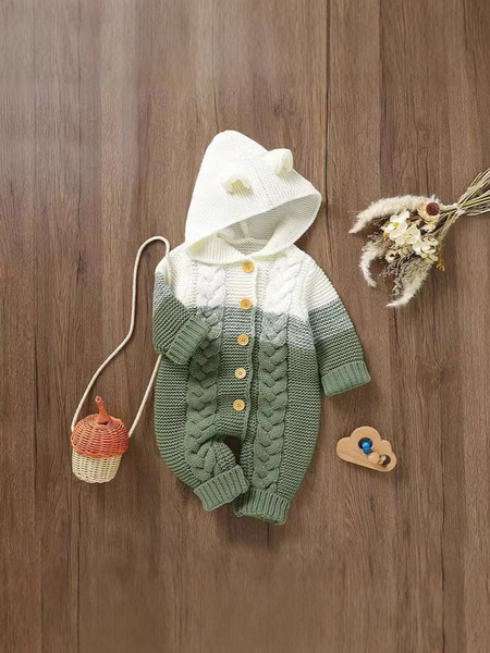 Children's demi-season woolen cute warm bodysuit for new born for…