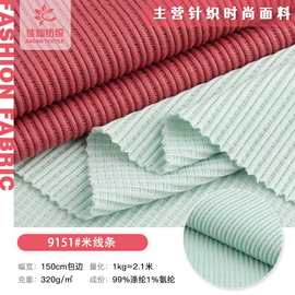 米线条布料 320g涤氨弹力单面提花针织布 秋冬时尚女装打底面料