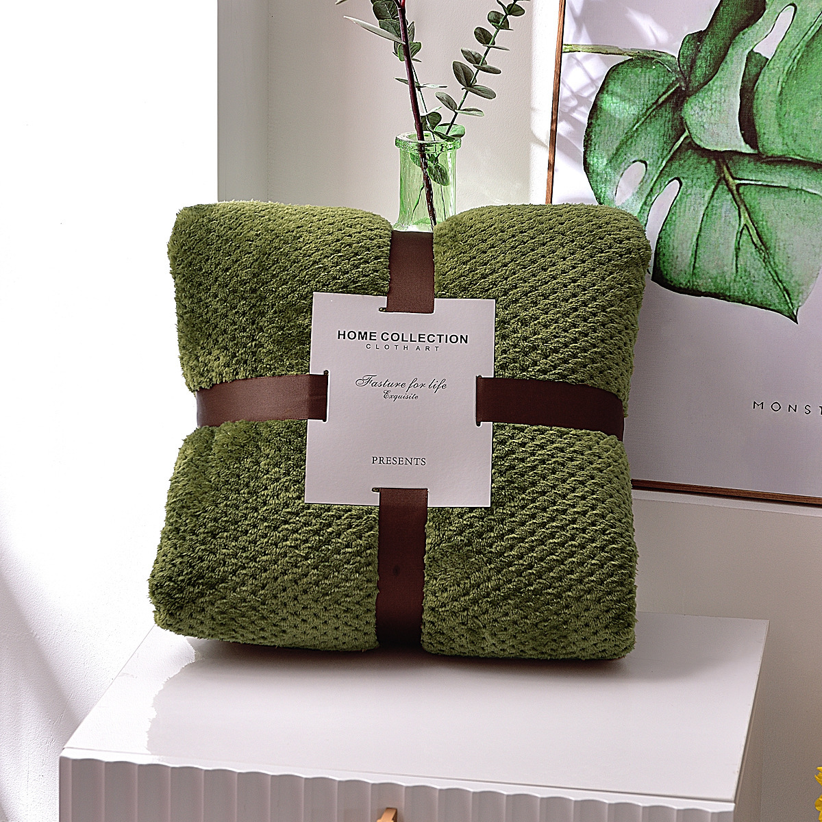 Manta de rejilla de piña de estilo japonés de otoño e invierno para el procesamiento personalizado de manta de color sólido de terciopelo Falai al por mayor de fábrica