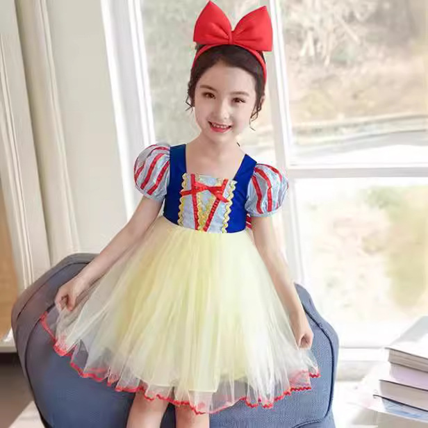 Snow White Dress for Girls, Fairy Internet Celebrity Style, Trendy Mesh Dress for Little Girls, Children's Summer A-Line Dress