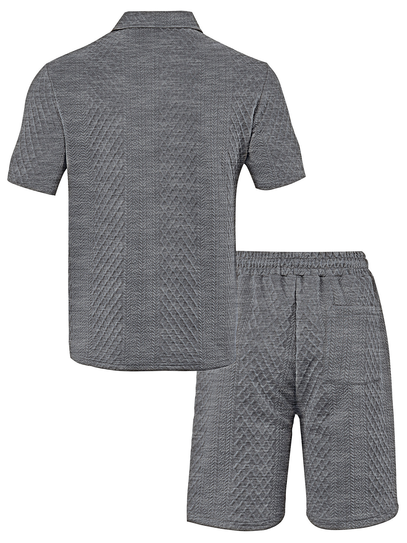 Herren Freizeit Sport Jacquard Polohemd Und Shorts Set Sommer_voghion.com