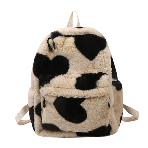 Harajuku-style Backpack for Girls, Cute Ins Double Backpack with Plush Design,  Korean-Style Student Bag, Soft-Girl Dual-Shoulder Bag