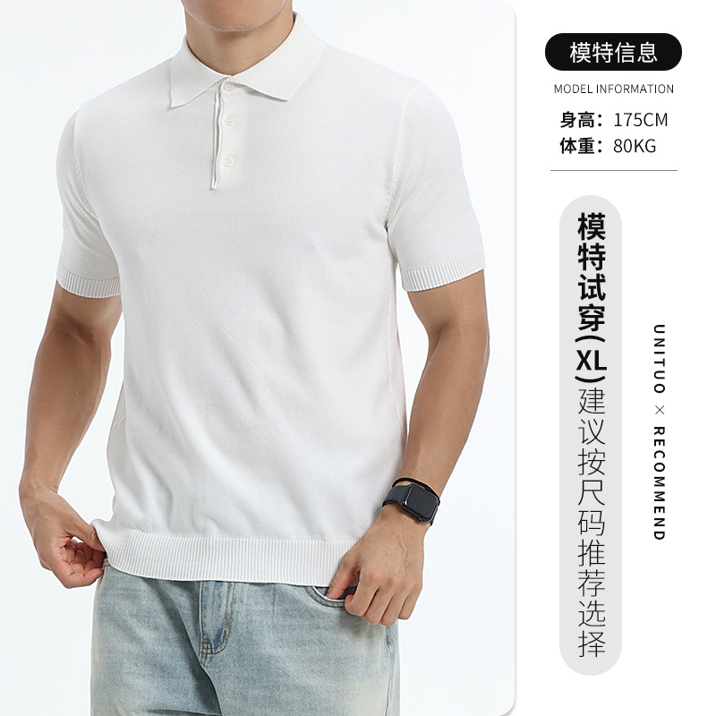 Europa y América transfronterizos algodón jersey polo hombre alto sentido de negocios casual lujo ligero revestimiento polo camisa de manga corta