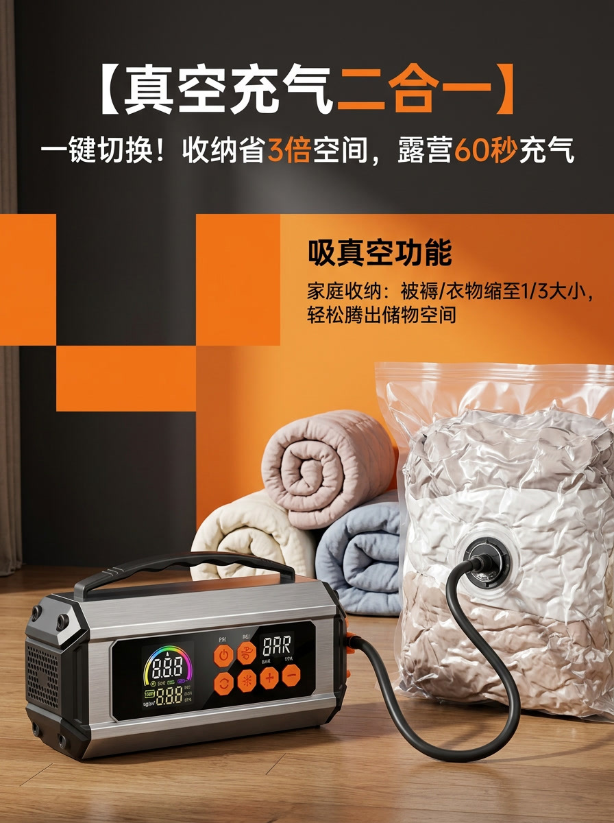 Car Air Pump, Multi-Functional Portable Electric Car Air Pump, Emergency Jump Starter