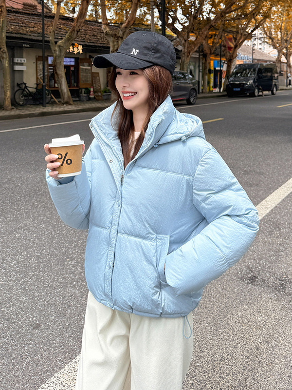 韩版连帽羽绒棉服女2025年冬季新款加厚小个子短款面包服棉袄外套|undefined