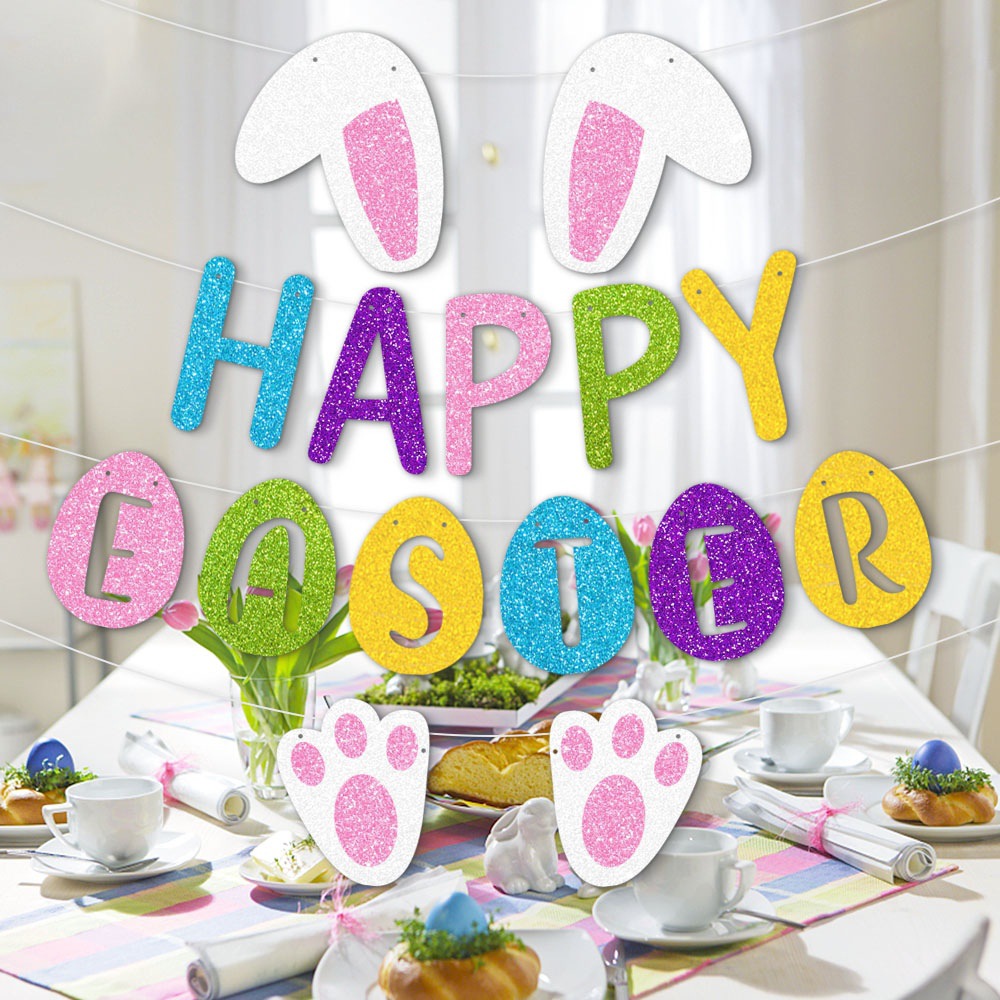 Europa y los Estados Unidos nuevo conejo de Pascua tira bandera conejo fiesta de carnaval decoración de fondo banner diseño de sitio