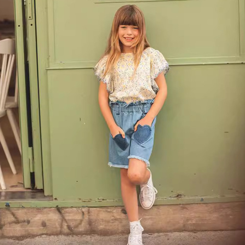 !  Children's top 24 summer lou baby girl sweet pastoral style sleeveless suspender shirt skirt suit