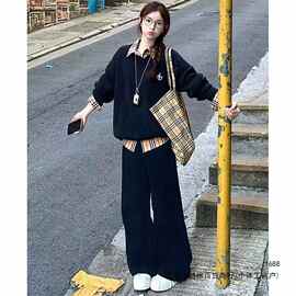 大码胖MM韩系学院春秋季新款女装时尚套装显瘦宽松遮肉休闲两件套
