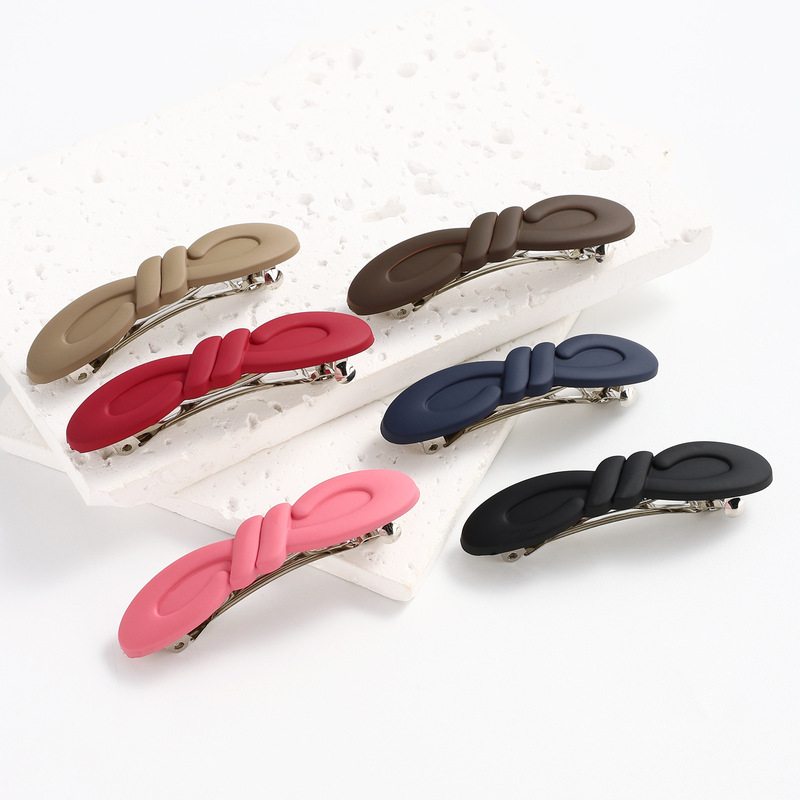 Cross-Border Amazon New Style Simple Bow Ribbon Spring Clip Matte Lacquer Finish High-End Hairpin Hair Accessory Cross-Border Amazon New Style Simple Bow Ribbon Spring Clip Matte Lacquer Finish High-End Hairpin Hair Accessory