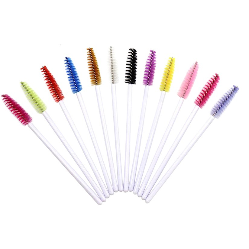 50 pcs/paquete de cepillo de nailon desechable mini riel de pestañas de color portátil cepillo de cejas en espiral cepillo de pestañas peine de maquillaje