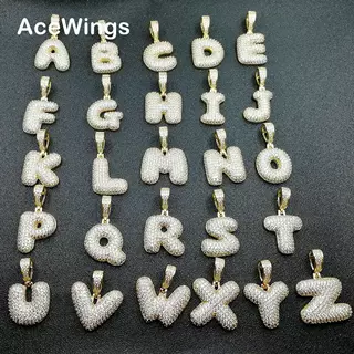 铜微镶吊坠 26英文泡泡个性字母 嘻哈项链